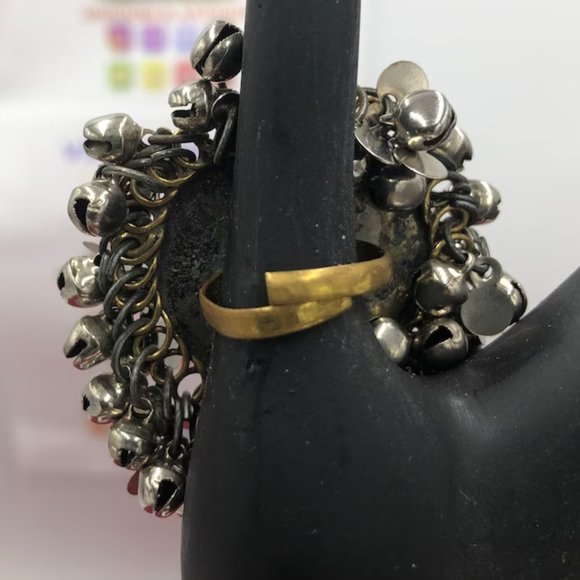 Ethnic Afghan Silver Kuchi Bells Ring, Afghan Statement Massive Ring, - Picture 3 of 5